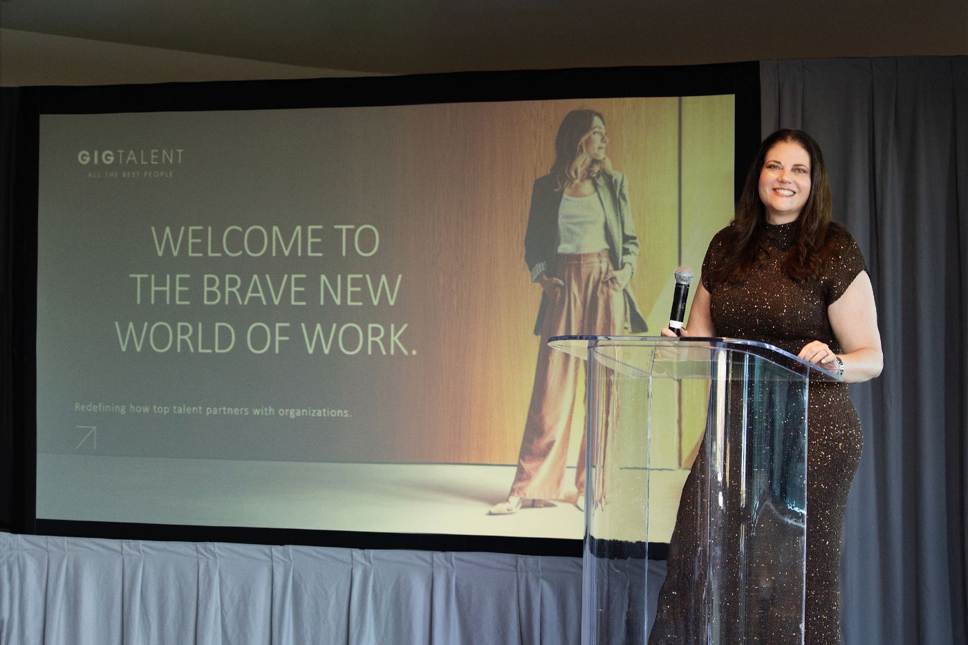 Jamie speaking at a Gig Talent event